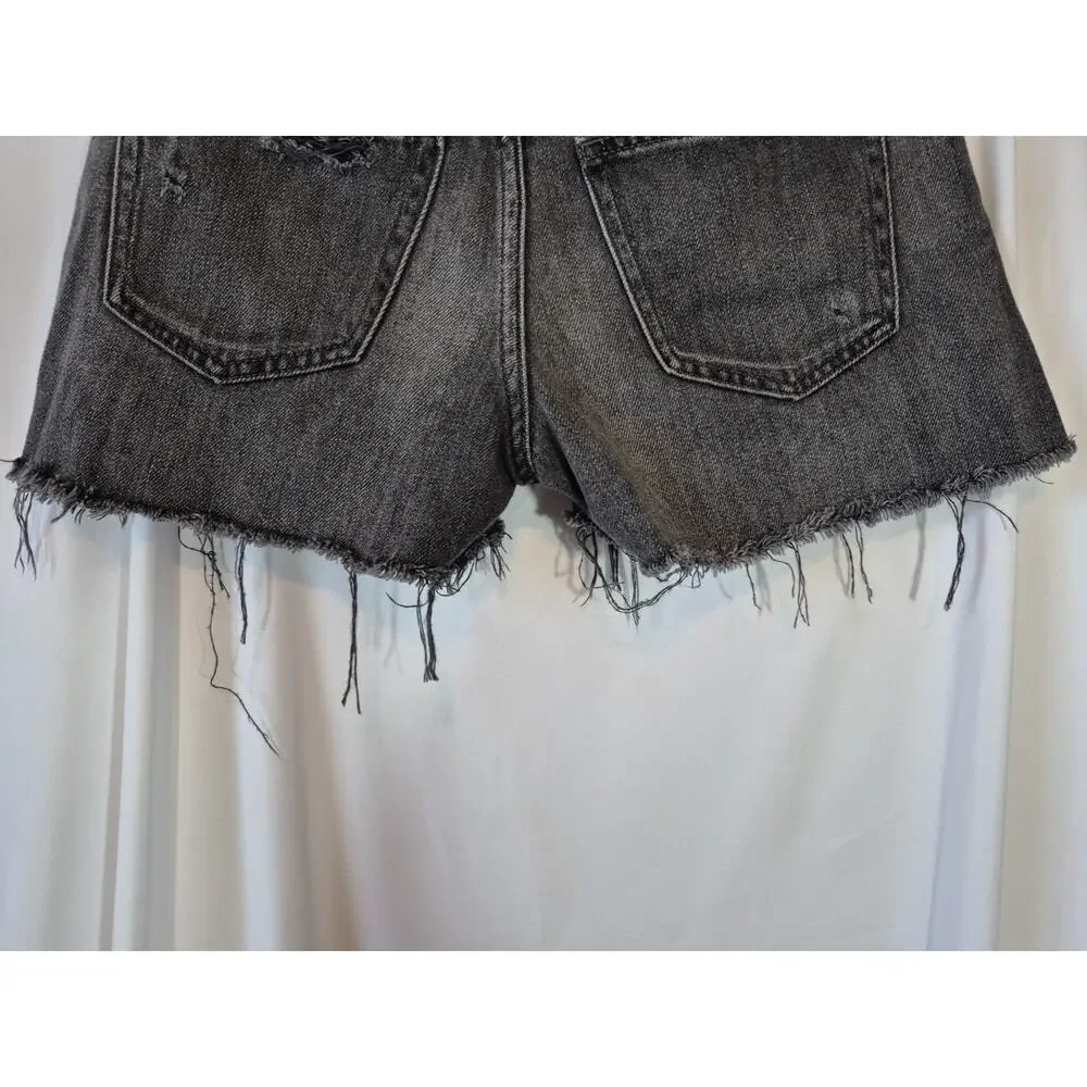 Free People We The Free Black Cotton Cut Off Shorts 25